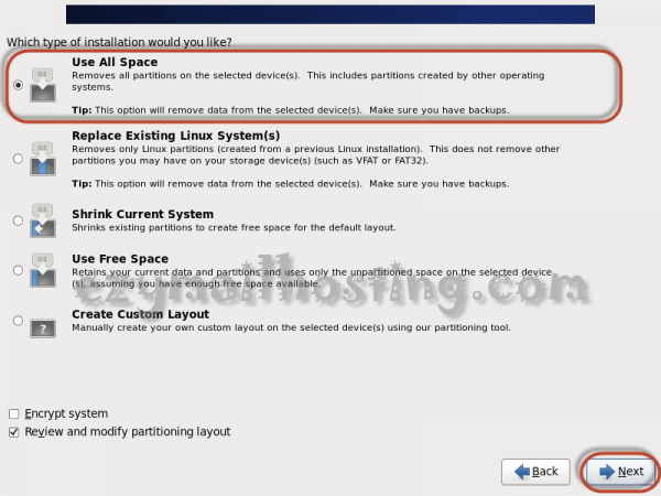 Setup partition - install centos 6